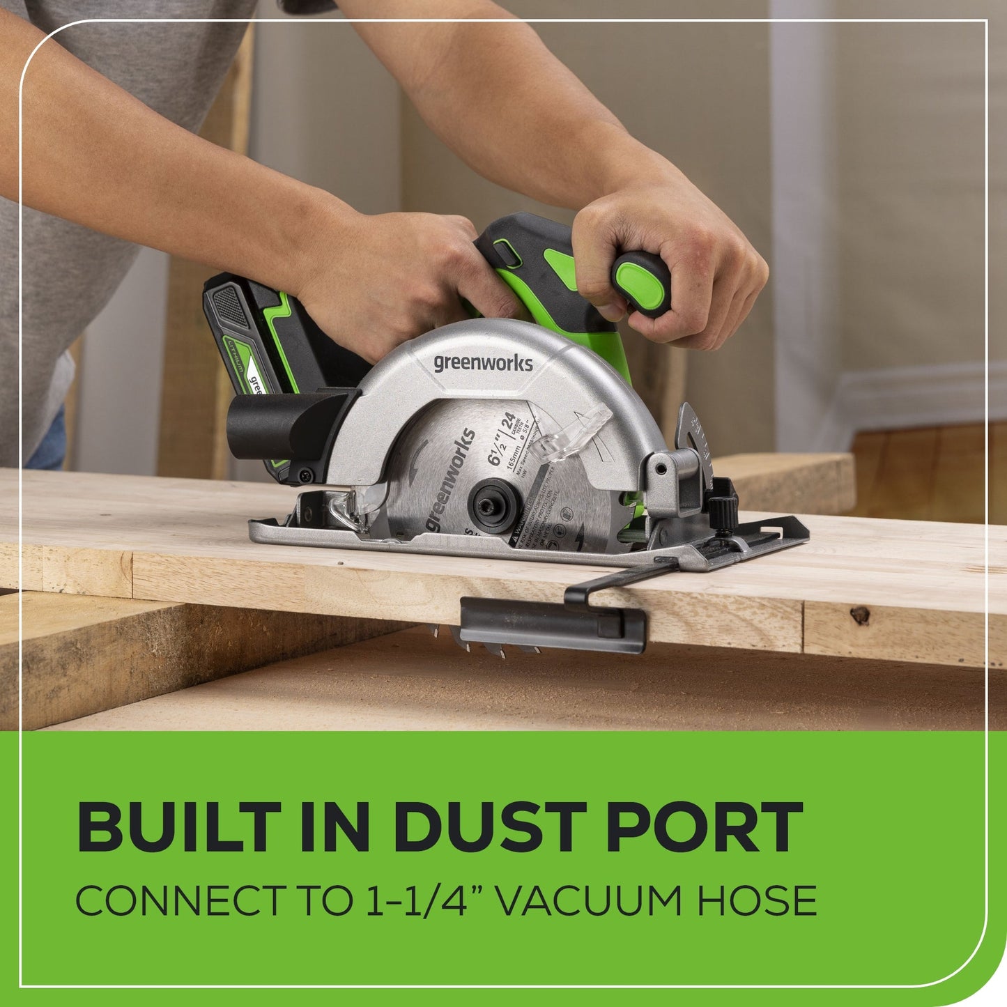 24V Cordless Battery 6.5'' Circular Saw w/ 2.0Ah Battery & Charger