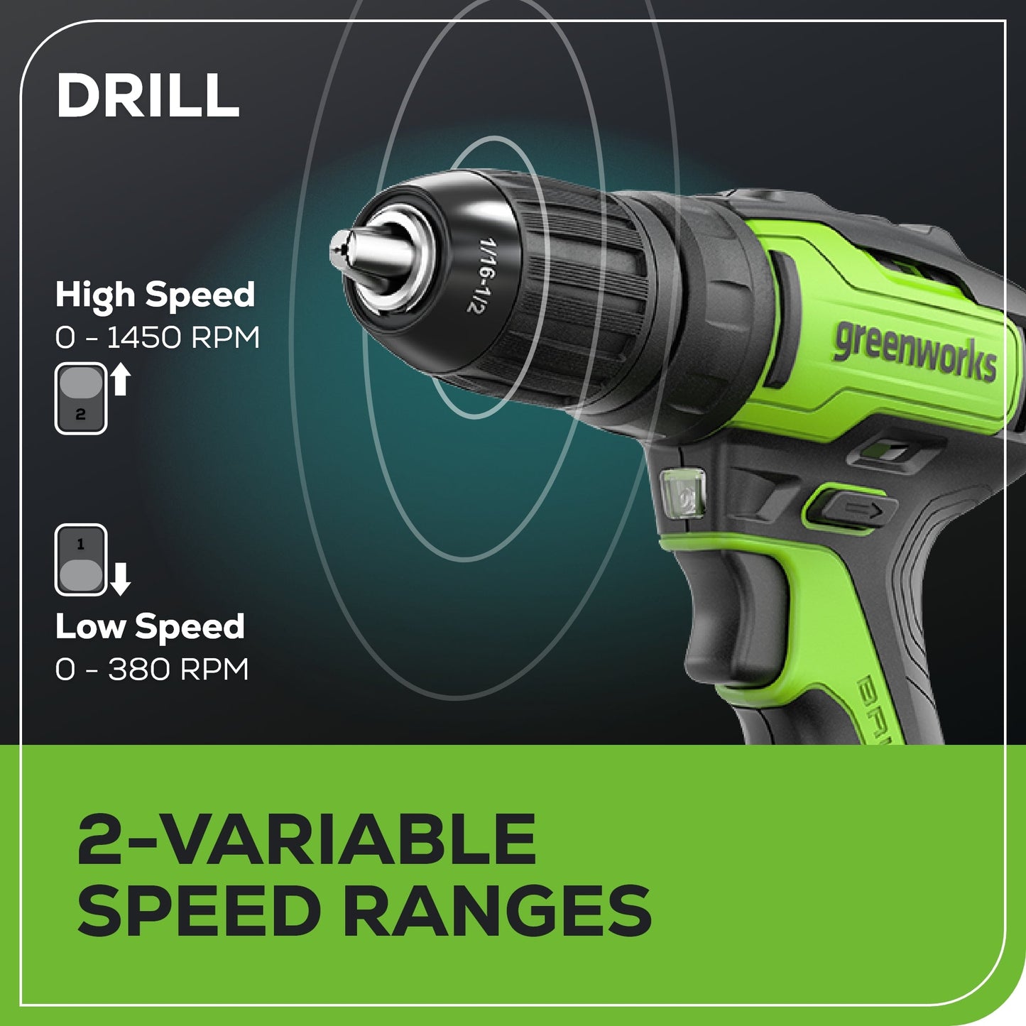 24V Cordless Battery Brushless 1/2" 310 in/lbs Drill / Driver w/ (1) 2.0Ah Battery & Charger