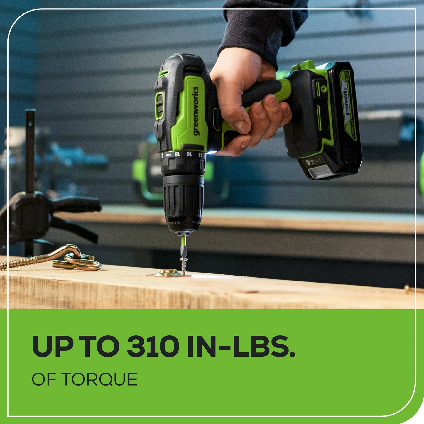 24V Cordless Battery Brushless 1/2" 310 in/lbs Drill / Driver w/ (1) 2.0Ah Battery & Charger