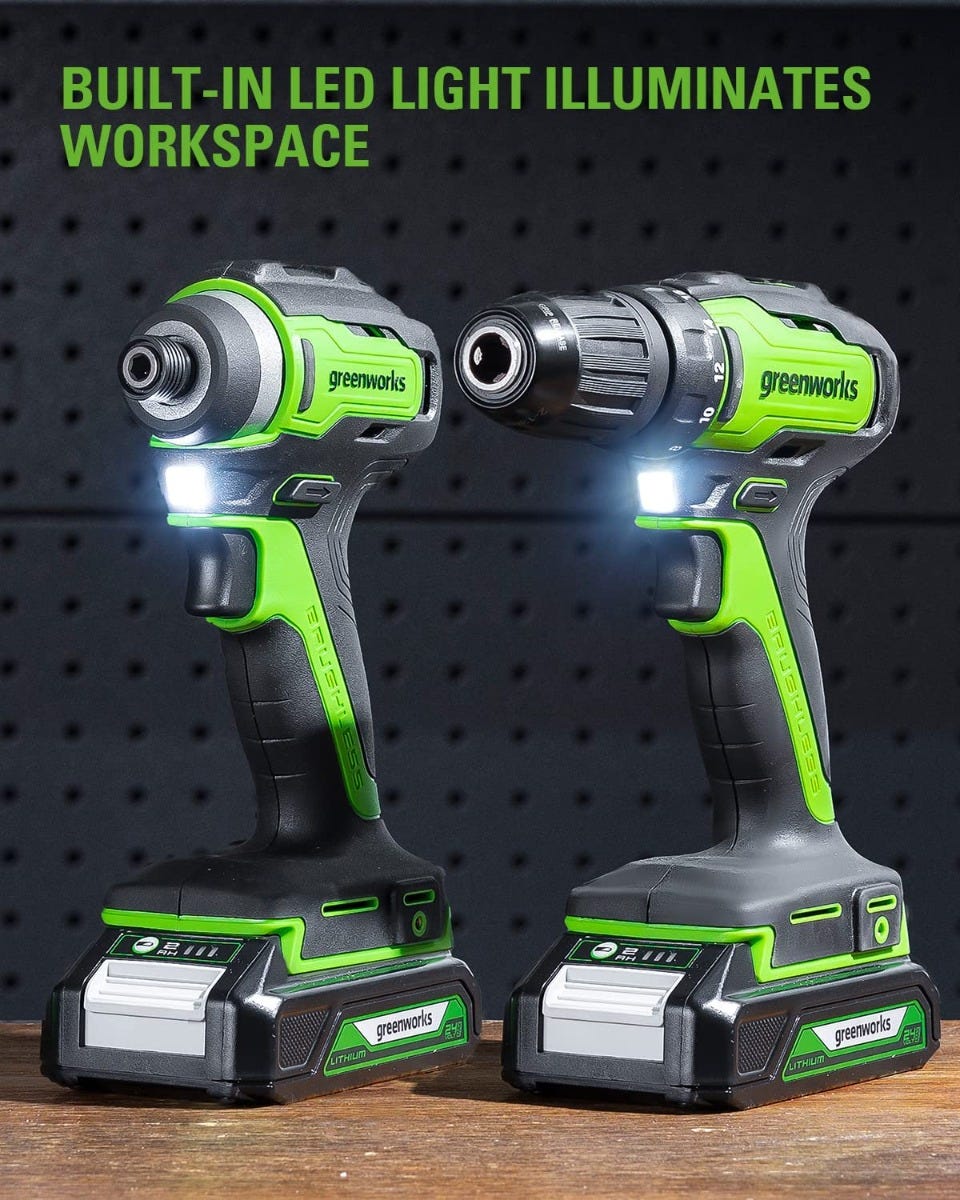 24V Cordless Battery Drill / Driver and Impact Driver w/ Two (2) 2.0Ah Batteries & Charger