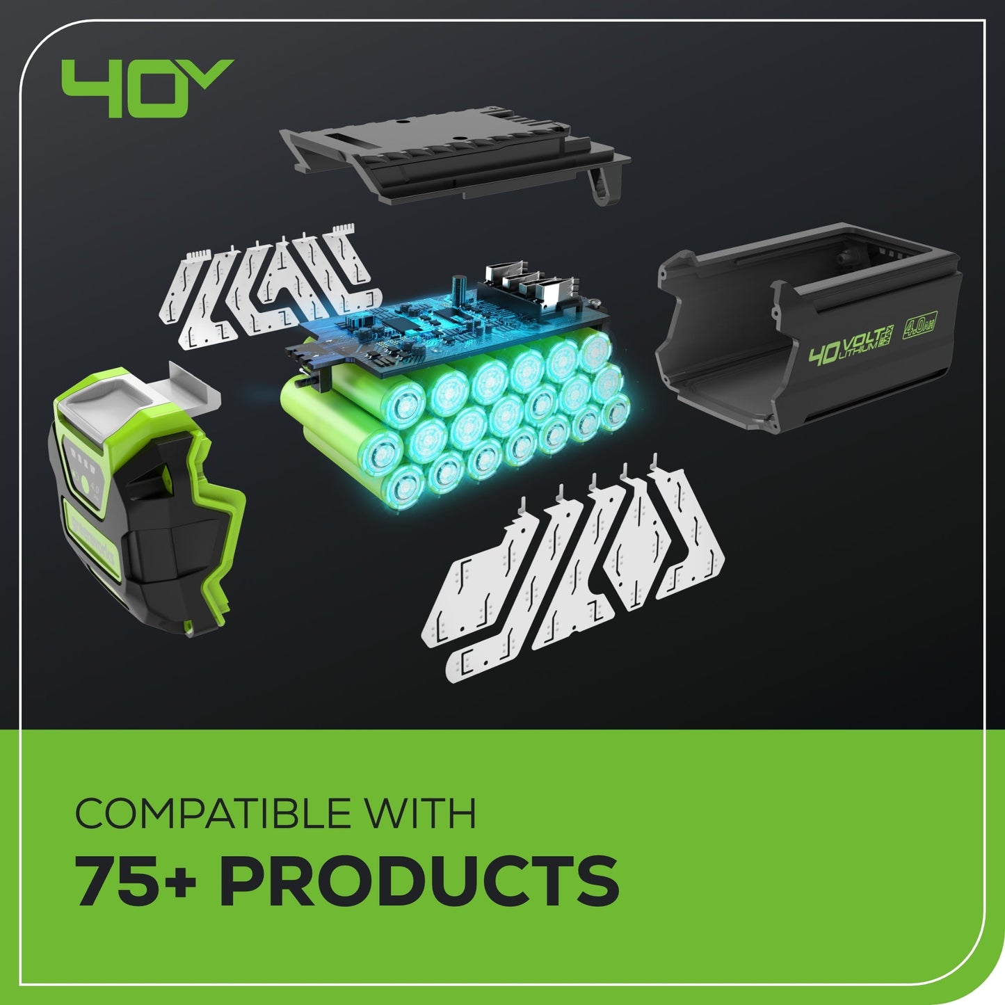 40V 18" Cordless Battery 2.0kW Chainsaw w/ 8.0Ah Battery and Charger