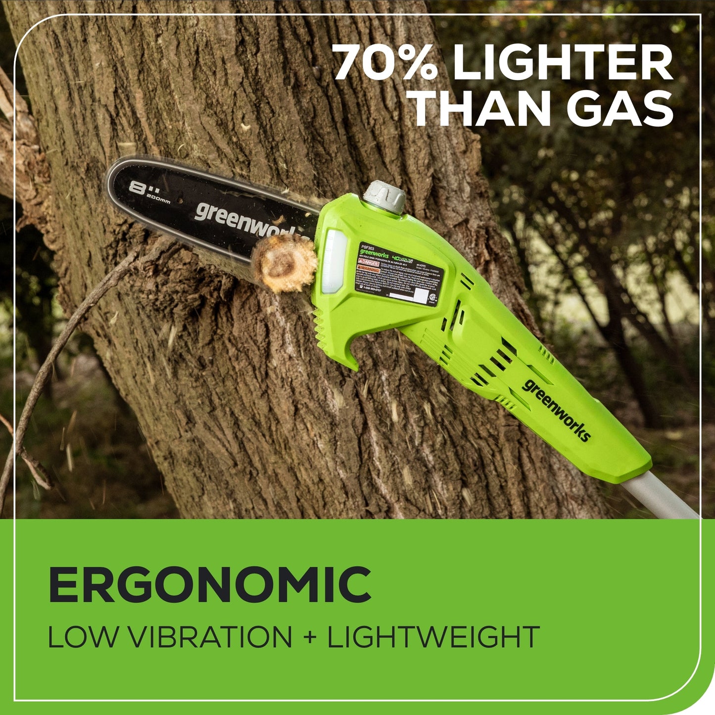 40V 8" Cordless Battery Pole Saw w/ 2.0 Ah Battery & Charger
