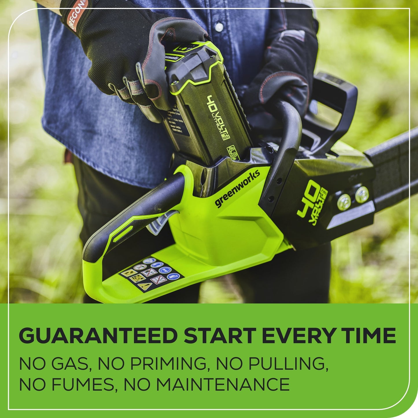 40V 16" Cordless Battery Chainsaw w/ 4.0Ah USB Battery & Charger