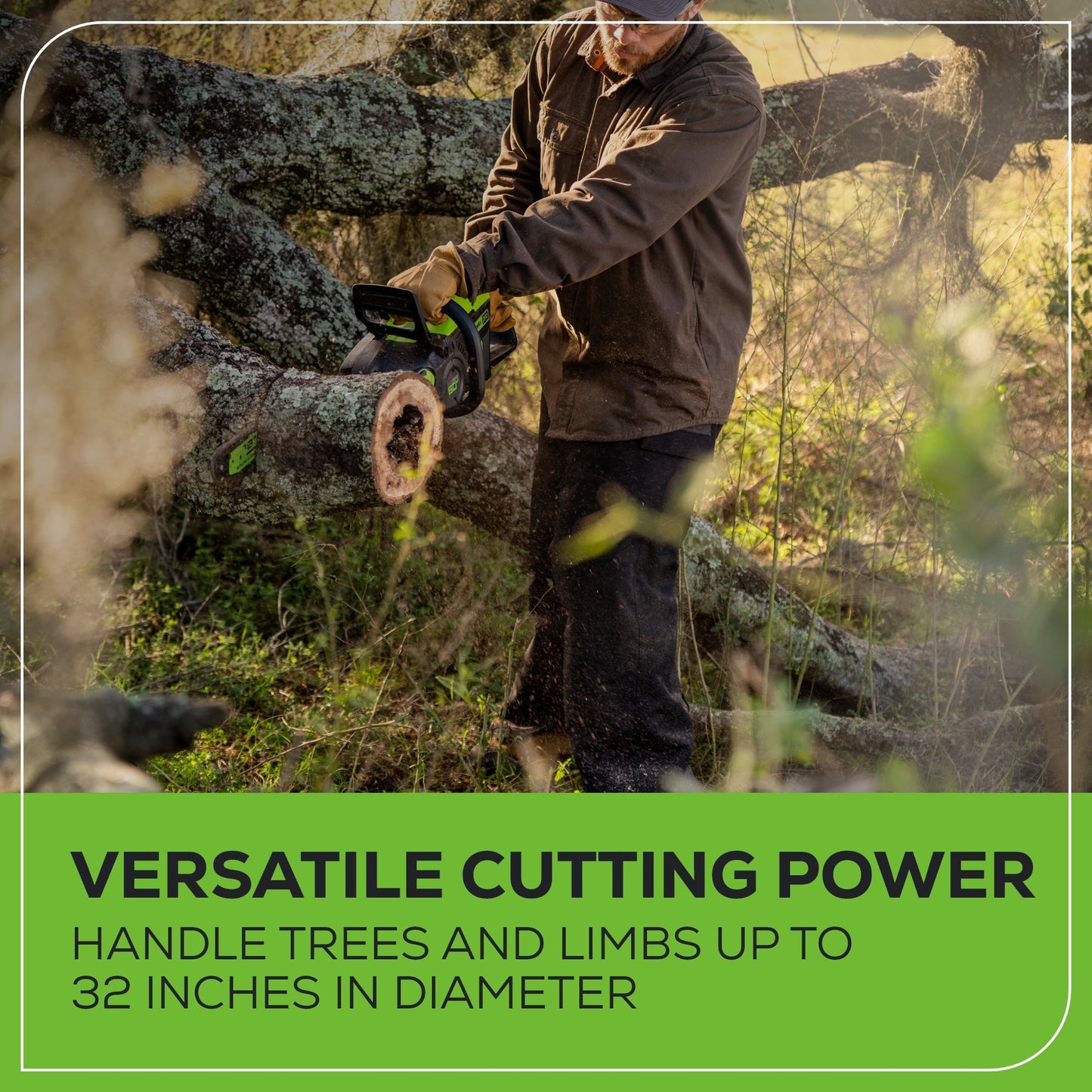 60V 18" Cordless Battery Brushless 2.5kW Chainsaw w/ 5.0Ah Battery & Rapid Charger