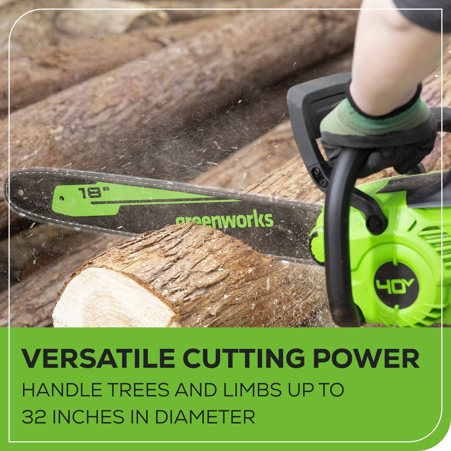 40V 18" Cordless Battery 2.0kW Chainsaw w/ 8.0Ah Battery and Charger