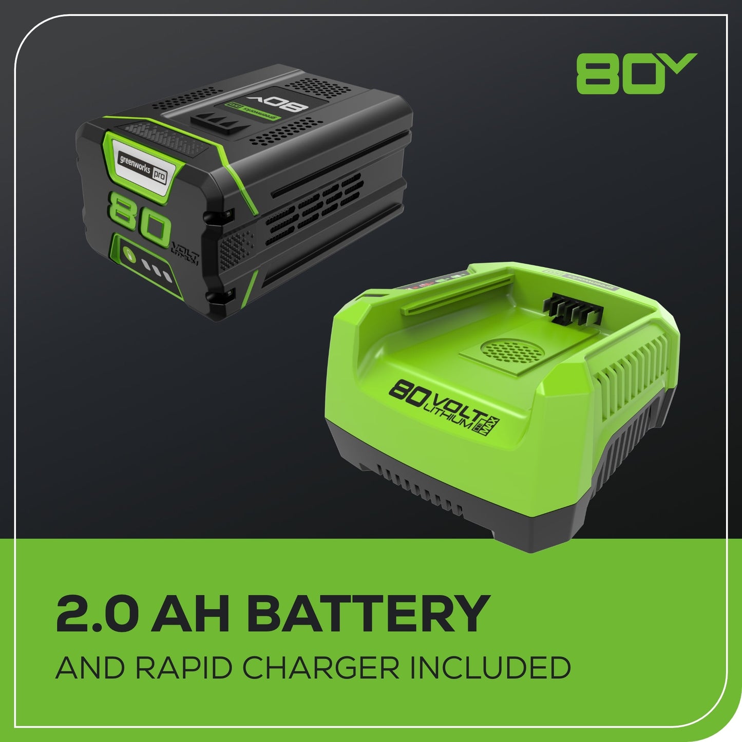 80V Cordless 10" Brushless Pole Saw w/ 2.0Ah Battery & Rapid Charger