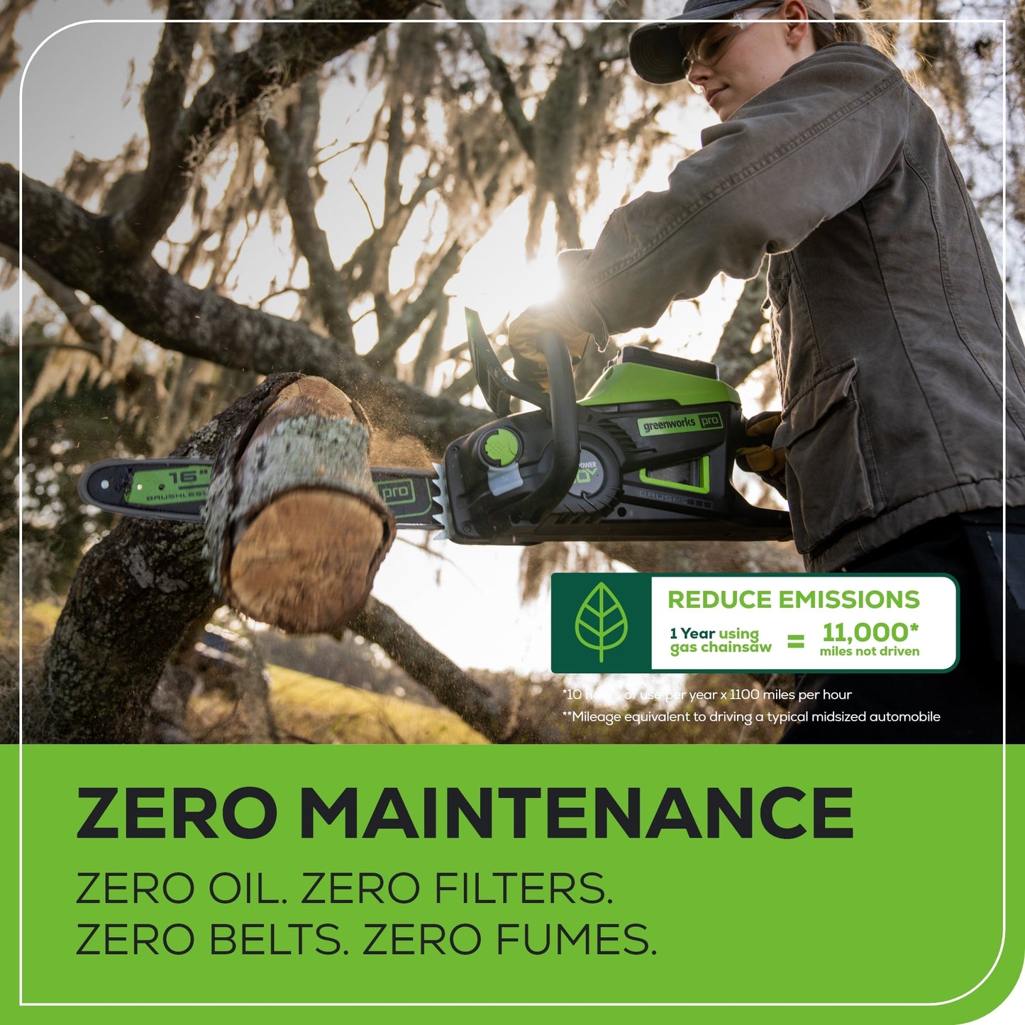 60V 16" Cordless Battery 2.0kW Chainsaw w/ 2.5Ah Battery & Charger