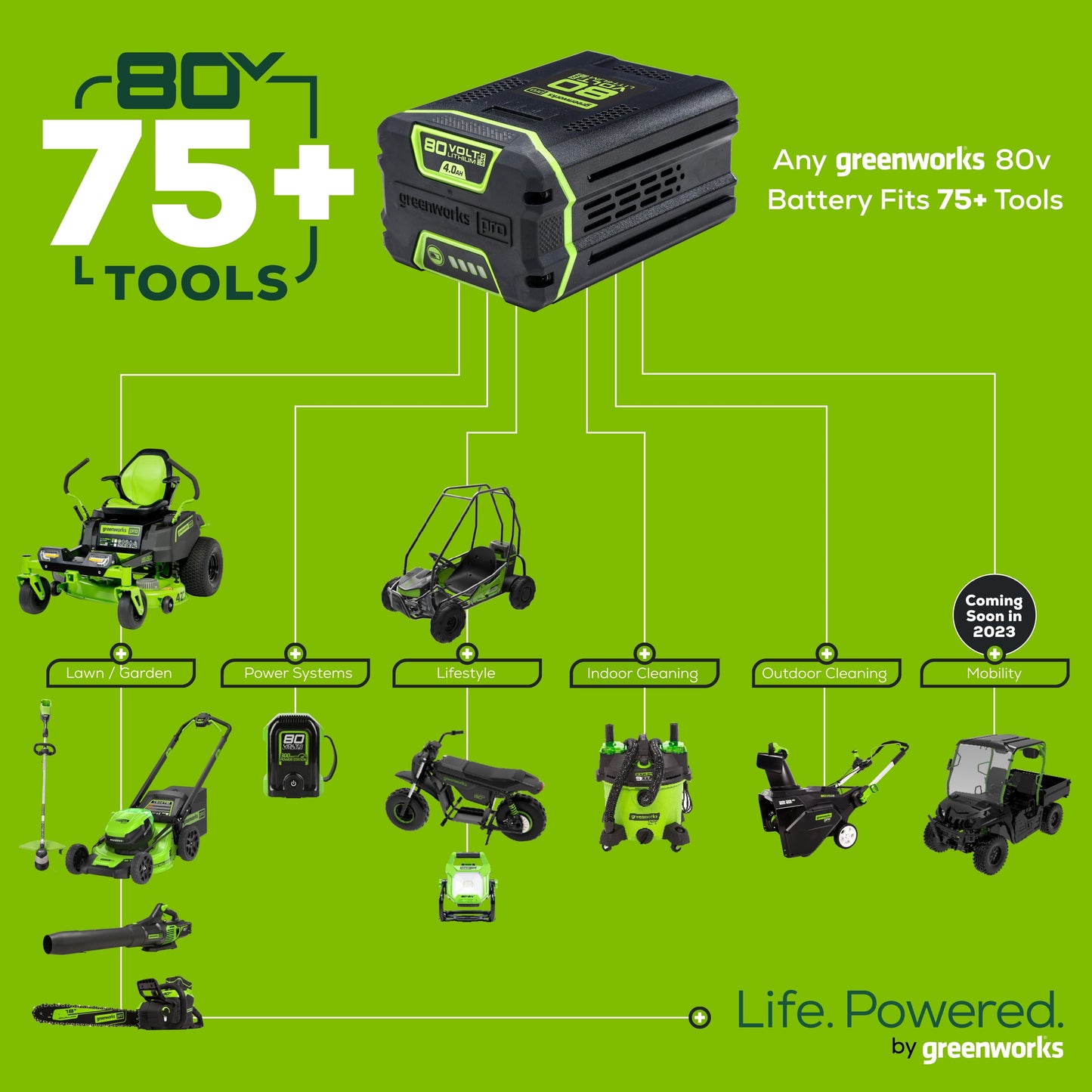 80V 10" Gen2 Cordless Battery Pole Saw w/ 2.0 Ah Battery & Rapid Charger