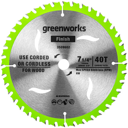 Greenworks 24V 7-1/4 " 40T Circular Saw Blades