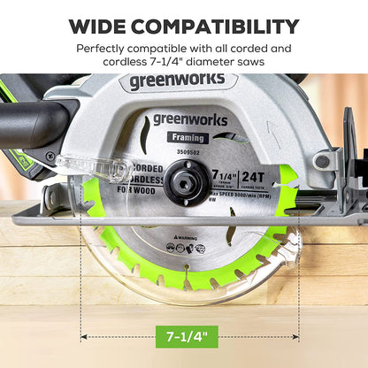 Greenworks 24V 7-1/4 " 24T Circular Saw Blades，3pc