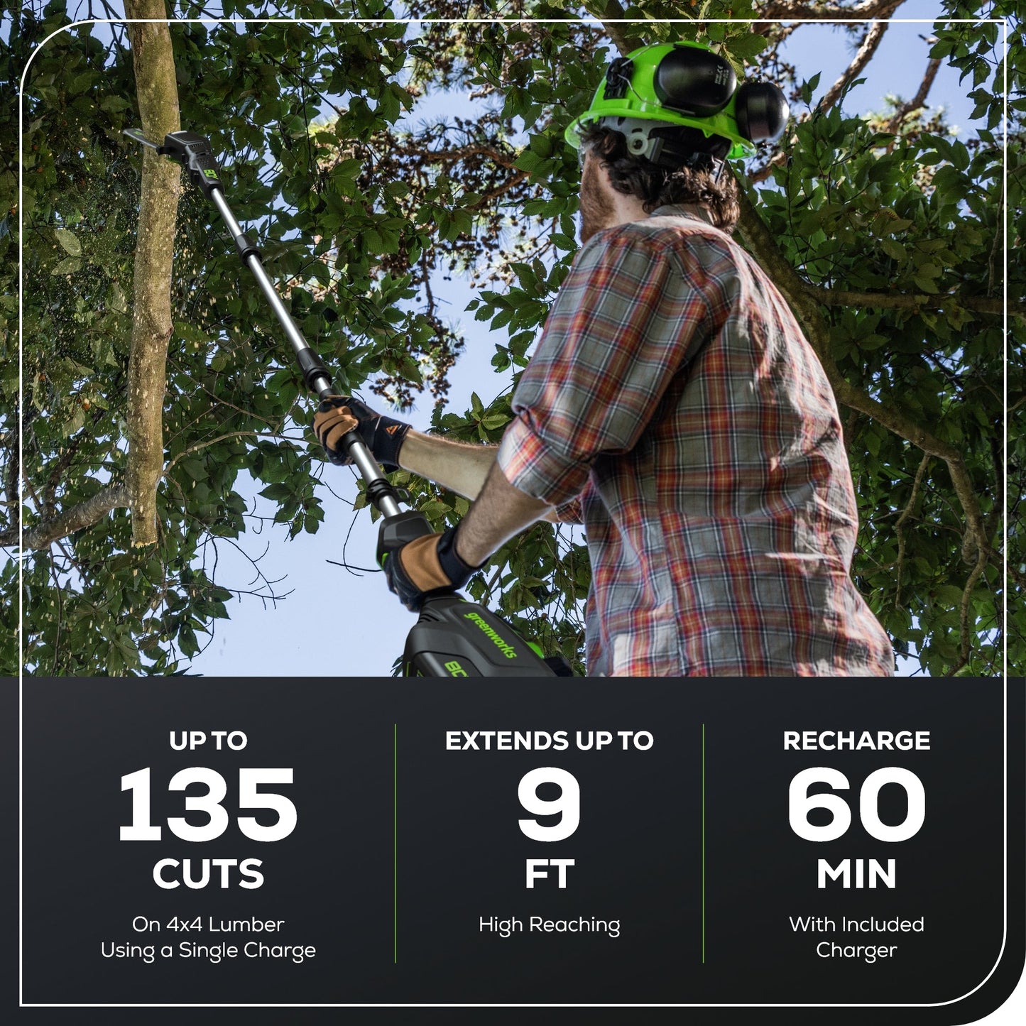 80V Pro 10" Cordless Battery Pole Saw w/ 2.0Ah Battery & Charger