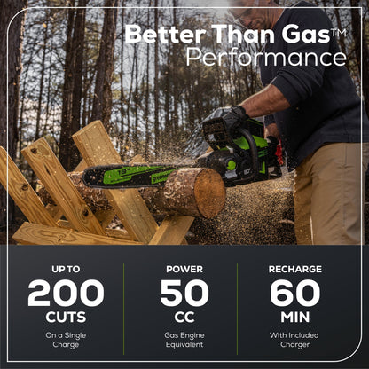 80V 18" Cordless Battery 2.5kW Chainsaw w/ 4.0Ah Battery & Rapid Charger