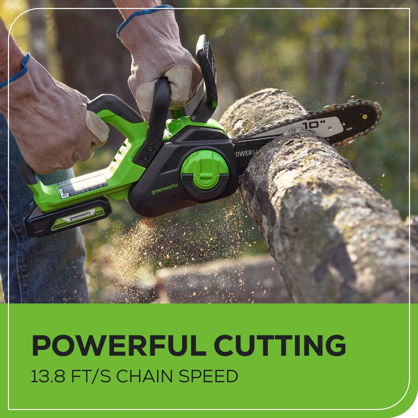 24V 10" Cordless Battery Chainsaw w/ 2.0Ah USB Battery & Charger