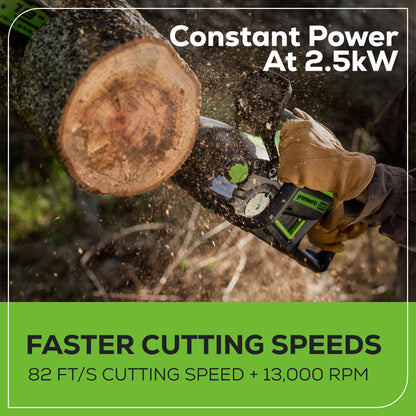 60V 18" Cordless Battery Brushless 2.5kW Chainsaw w/ 5.0Ah Battery & Rapid Charger