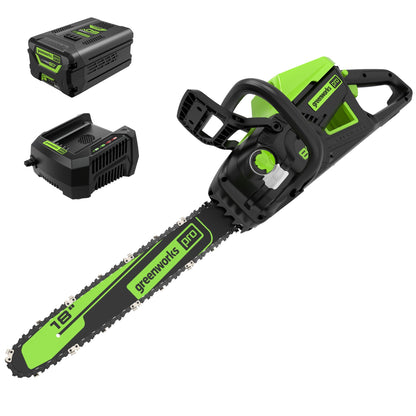 60V 18" Cordless Battery Brushless 2.5kW Chainsaw w/ 5.0Ah Battery & Rapid Charger