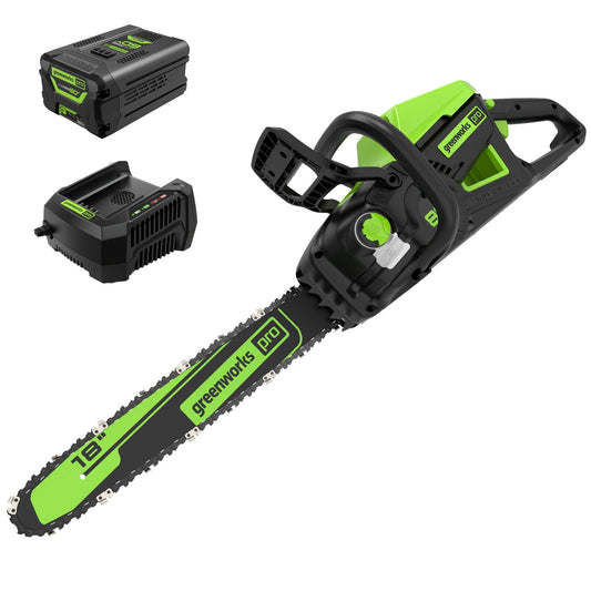 60V 18" Cordless Battery Brushless 2.5kW Chainsaw w/ 5.0Ah Battery & Rapid Charger
