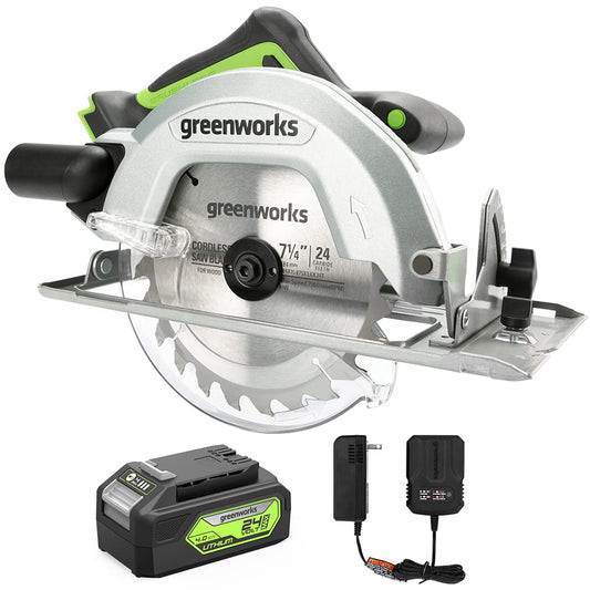 24V Circular Saw 7-1/4", Saw Blade & Dust Connector Kit w/ 4.0Ah Battery & Charger